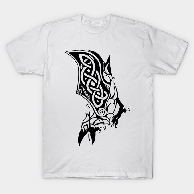 Viking Celtic Raven Muninn Huginn T-Shirt by pigdragon